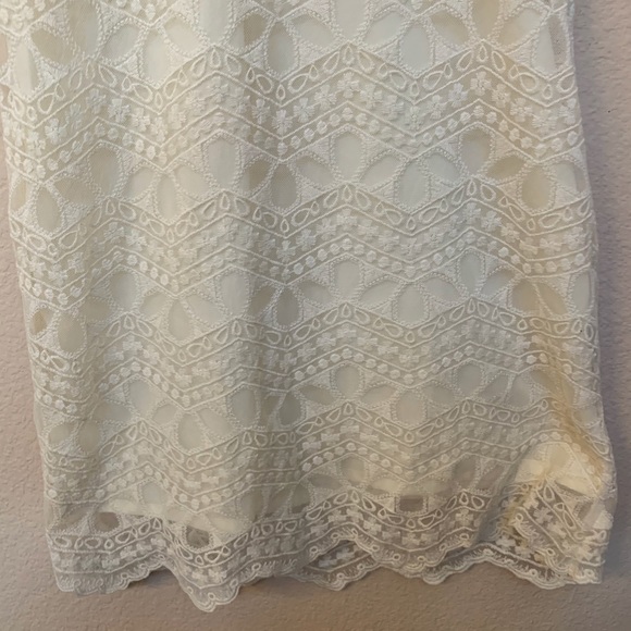 Zara Beige Cream Lace Short Sleeve Dress Small - Picture 4 of 8